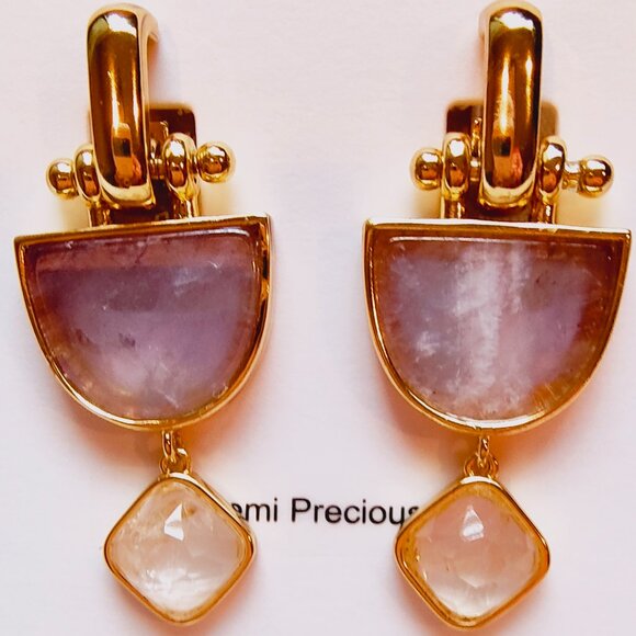 J.CREW GOBLET STONE DROP EARRINGS PURPLE MULTI - Picture 4 of 12